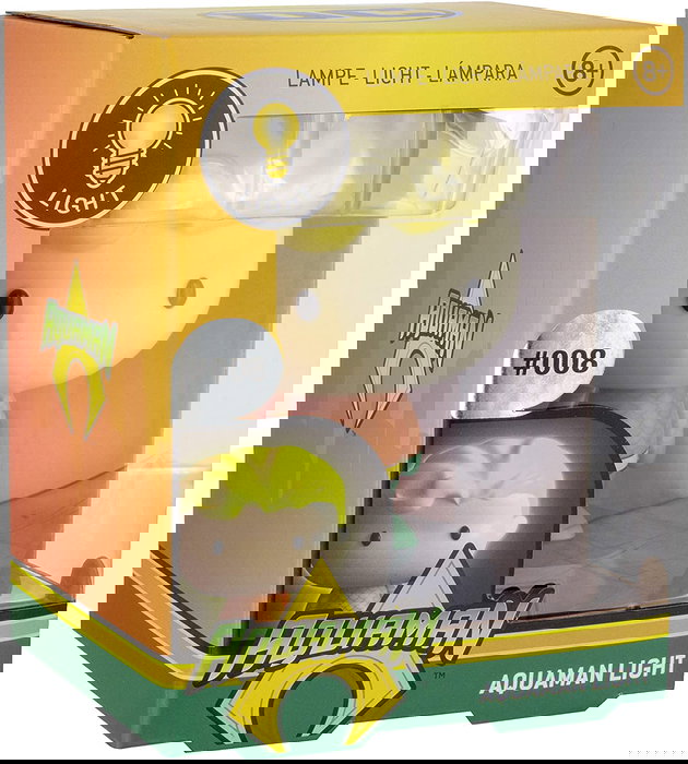 Paladone Lámpara Icon Dc Comics Aquaman, Figura LED Decorativa, 10 cm, Funciona con Pilas AAA