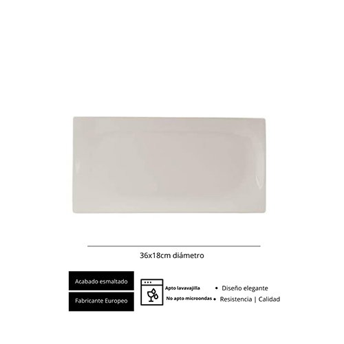 SUMMA Fuente rectangular de porcelana, marfil, 35x17.5 cm (Set de 4)