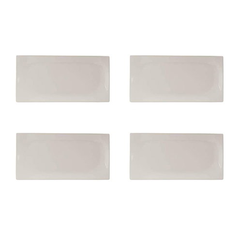 SUMMA Fuente rectangular de porcelana, marfil, 35x17.5 cm (Set de 4)