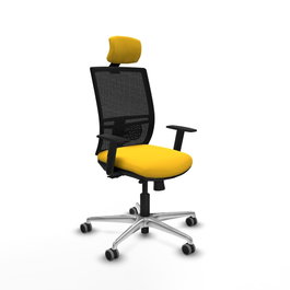 PIQUERAS Y CRESPO Silla de oficina Yunquera con mecanismo Sincro/Traslack, Amarillo y Negro