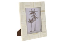DKD Home Decor Marco de Fotos 15x20 Mango Hueso Rayas