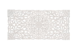 GINER Y COLOMER Cabecero o Panel Decorativo Entallado a Mano 166 cm Ancho, Blanco Envejecido, MDF, para Pared