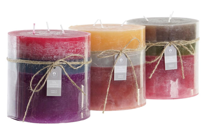 DKD Home Decor Vela Basicos Marron Verde Azul 15 x 15 x 15 cm (6 Unidades) 120 horas