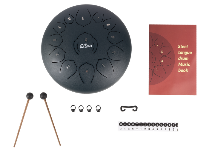 Tongue Drum de 10” Negro 11 Notas