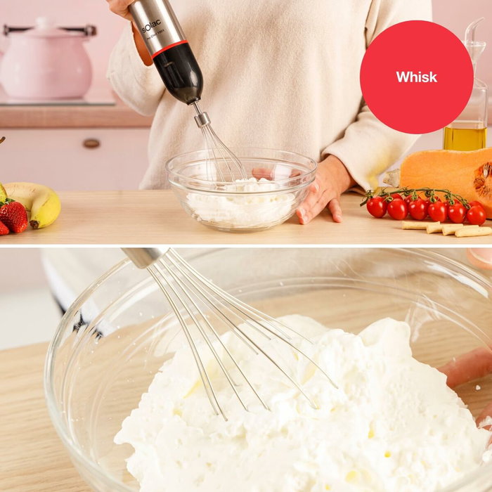 Solac Batidora de Mano Pro Chef S91606400, 1500W, 20 Velocidades, Picahielos, Capacidad 0.7L, Color Negro/Acero Inoxidable