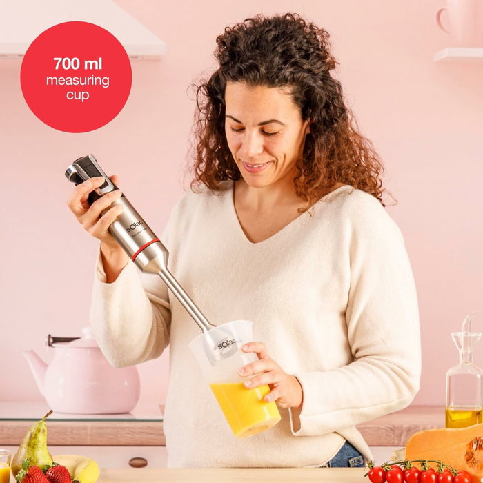 Solac Batidora de Mano Pro Chef S91606400, 1500W, 20 Velocidades, Picahielos, Capacidad 0.7L, Color Negro/Acero Inoxidable