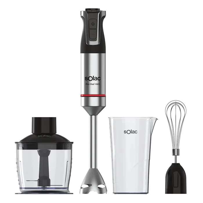 Solac Batidora de Mano Pro Chef S91606400, 1500W, 20 Velocidades, Picahielos, Capacidad 0.7L, Color Negro/Acero Inoxidable