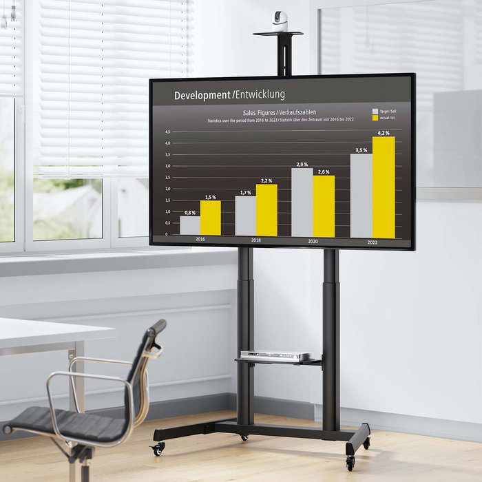 AISENS Soporte de Suelo FT100TE-403 para TV 60-100 Pulgadas con Ruedas y Manivela AISENS Soporte de Suelo FT100TE-403 para TV 60-100 Pulgadas con Ruedas y Manivela