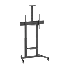 Aisens Soporte de Suelo para TV FT100TE-403, con Ruedas, Ajuste por Manivela, Inclinación, Bandeja DVD, Compatible con TVs de 60-100 Pulgadas, Carga 120 kg, Negro