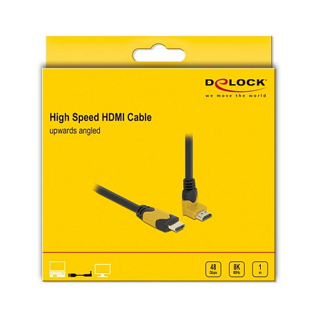 DeLOCK Cable HDMI de Alta Velocidad 8K 60 Hz 1 m, Conector Angular 90° Arriba