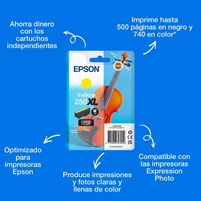 Epson 250XL Cartucho de Tinta Amarillo Epson 250XL Cartucho de Tinta Amarillo
