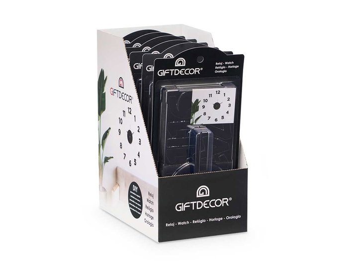 Giftdecor Reloj Pegatina Decorativo 35 cm Números Brillo Negro (Set de 12)