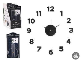 Giftdecor Reloj Pegatina Decorativo 35 cm Números Brillo Negro (Set de 12)