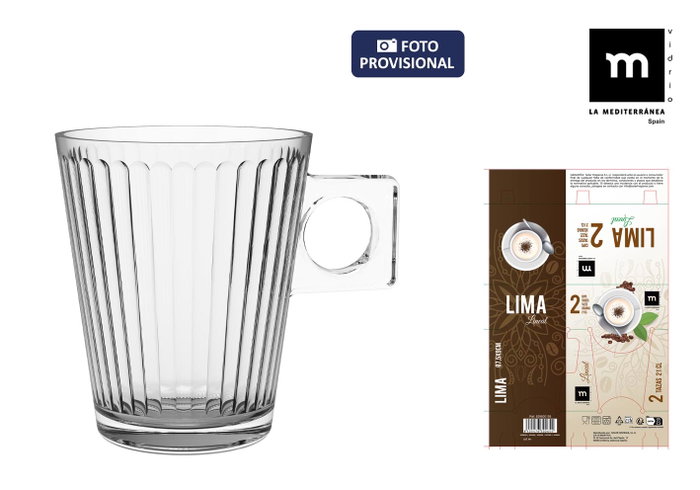 La Mediterranea Set 2 Tazas Café Con Leche Lima Lineal 21 cl La Mediterranea Set 2 Tazas Café Con Leche Lima Lineal 21 cl