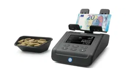 Safescan 131-0700 Balanza Contadora de Monedas y Billetes con Pantalla LCD, 15 Divisas Preinstaladas, para Euros y Otras Monedas, Negro