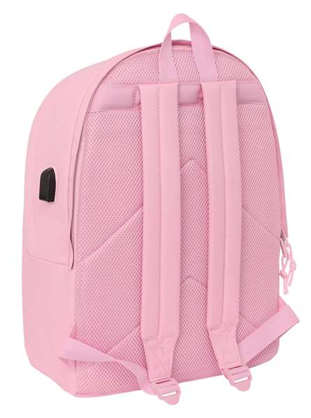 Safta Mochila Doble para Portátil 15,6" + USB Real Madrid Chica Rosa 31x44x18 cm