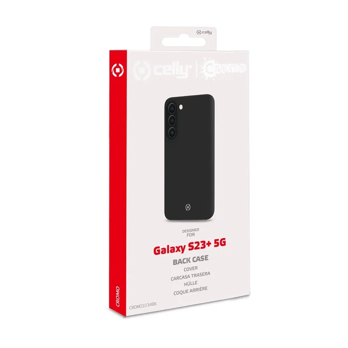 Celly CROMO - Funda para Samsung Galaxy S23+ 5G (6.6") - Protección Resistente a Golpes y Rayones - Microfibra y TPU - Negro
