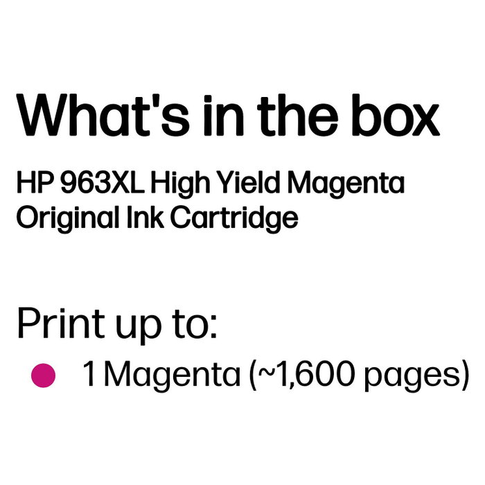 HP 963XL Cartucho de Tinta Magenta XL HP 963XL Cartucho de Tinta Magenta XL