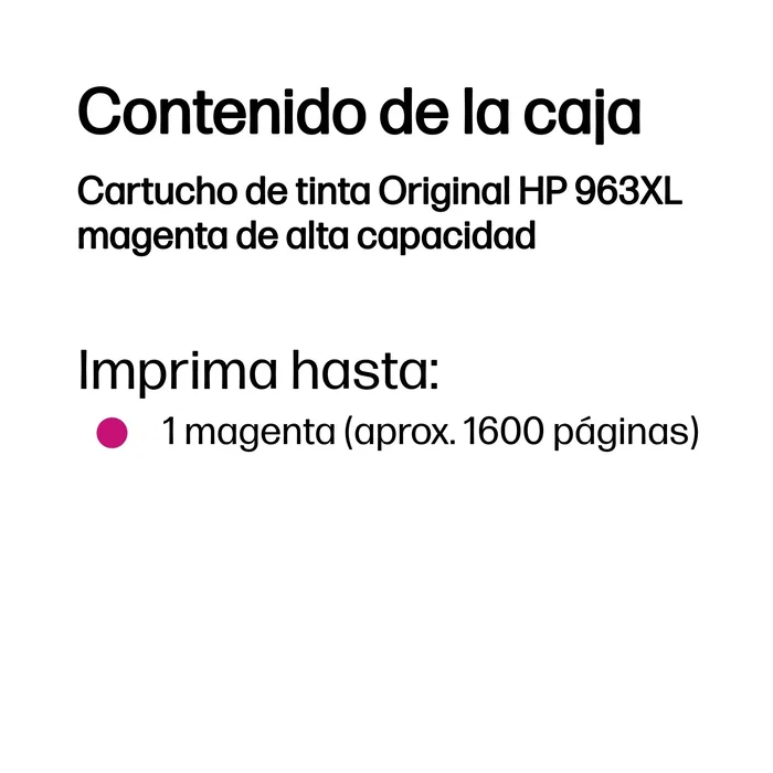 HP 963XL Cartucho de Tinta Magenta XL HP 963XL Cartucho de Tinta Magenta XL