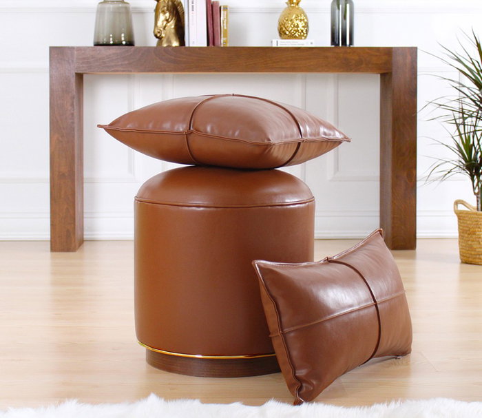 Aberto Design Cojín Dobsett v2 Camel Piel Sintética Lujoso y Suave para Hogar 58x33cm