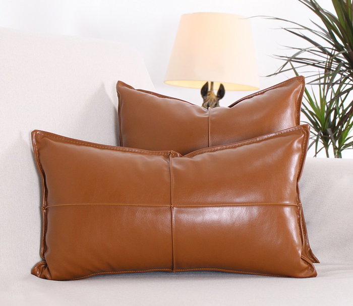 Aberto Design Cojín Dobsett v2 Camel Piel Sintética Lujoso y Suave para Hogar 58x33cm