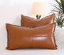Aberto Design Cojín Dobsett v2 Camel Piel Sintética Lujoso y Suave para Hogar 58x33cm