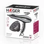 Haeger HD-200.012A Secador Pelo 2000W Negro con Función Aire Frío, 2 Velocidades, 3 Temperaturas, Mango Plegable y Anilla para Colgar