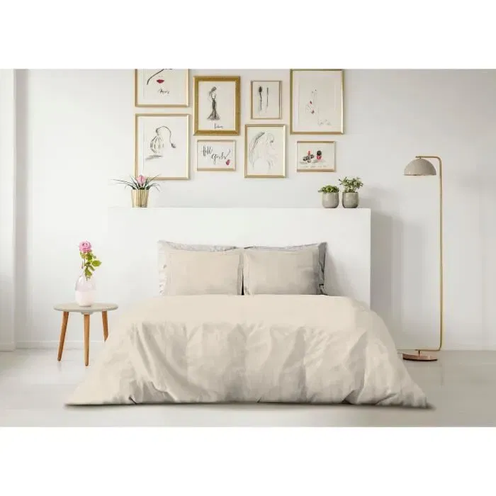 Lovely Home LOV3701393712767 Juego Nórdico - 220x240 cm - 100% Algodón - Beige Crema