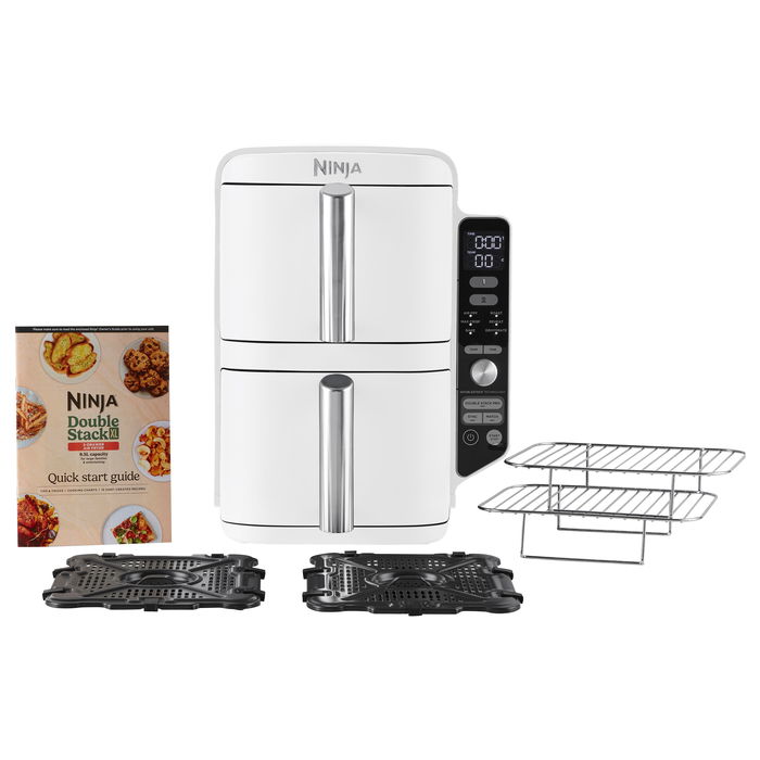 Ninja Freidora de aire Doble apilable XL SL400EUWH - Capacidad 9,5 L - 2470 W - Blanca