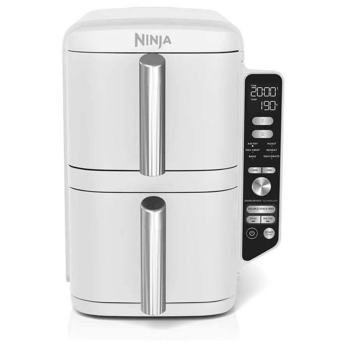 Ninja Freidora de aire Doble apilable XL SL400EUWH - Capacidad 9,5 L - 2470 W - Blanca