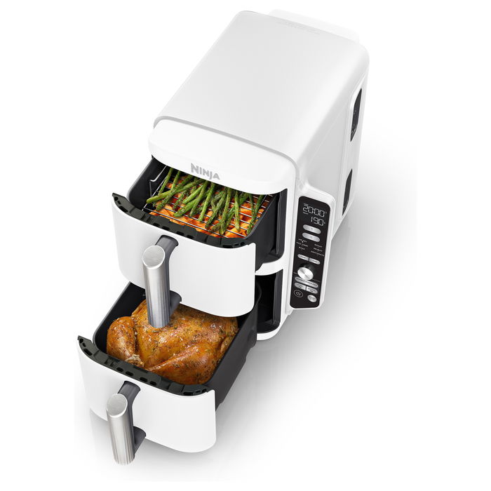 Ninja Freidora de aire Doble apilable XL SL400EUWH - Capacidad 9,5 L - 2470 W - Blanca