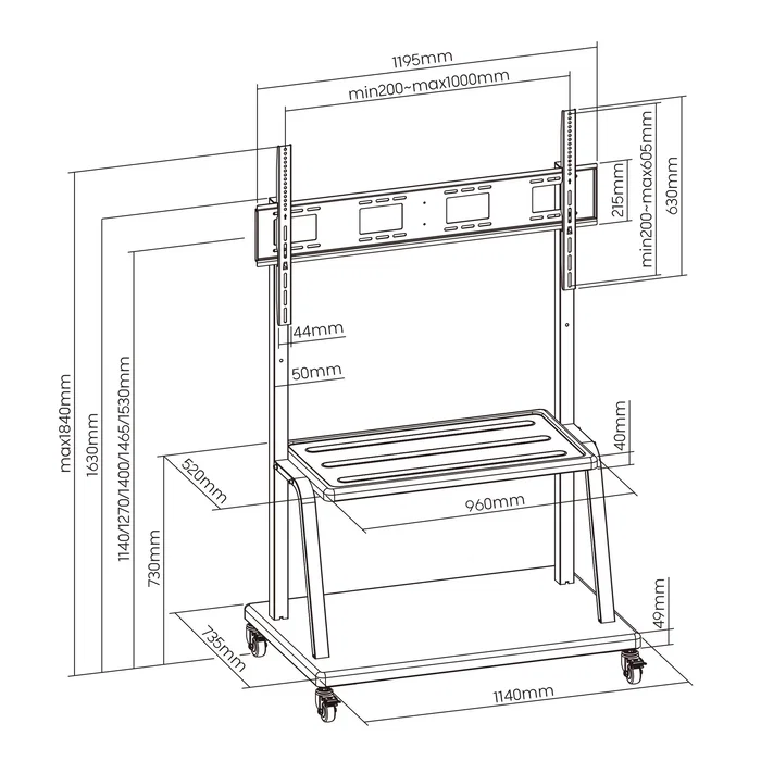 Ewent EW1541 Soporte Móvil para Pantalla de hasta 120 pulgadas