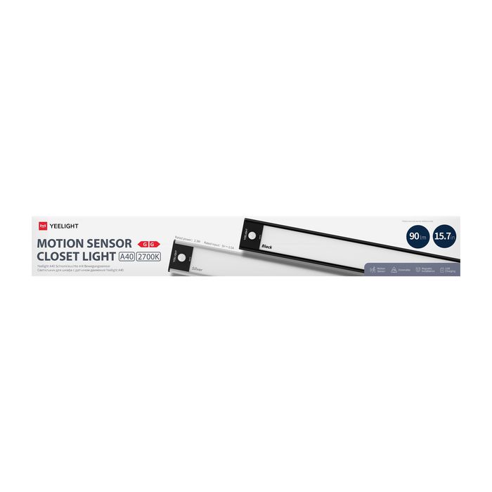 Yeelight A40 Luz de Armario con Sensor de Movimiento, Magnética, Recargable USB, Luz Cálida 2700K Plata