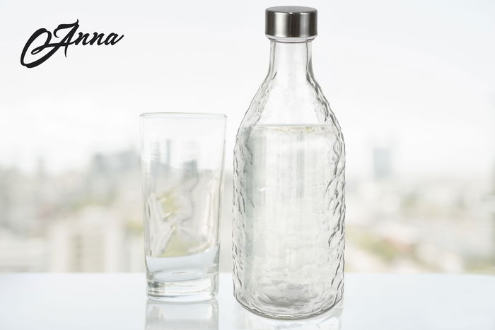 Anna Botella de Vidrio con Tapón de Metal 1 Litro 9.5x26 cm (12 Unidades)