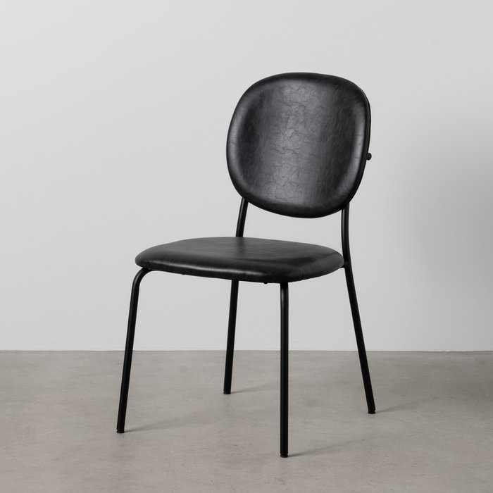 Silla Negro Pu/Metal Salón 48 X 53 X 84 cm (Set de 2) Silla Negro Pu/Metal Salón 48 X 53 X 84 cm (Set de 2)