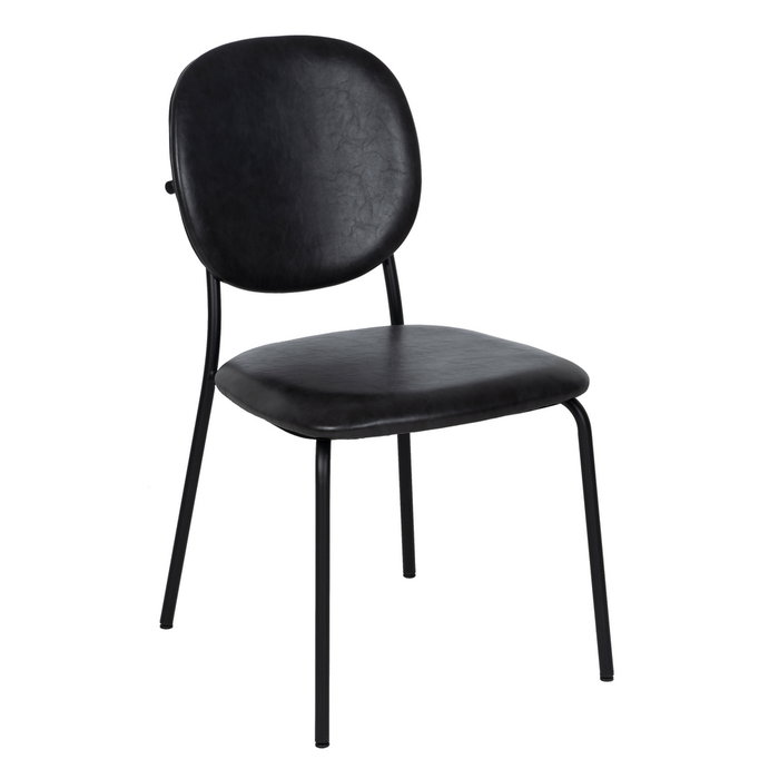 Silla Negro Pu/Metal Salón 48 X 53 X 84 cm (Set de 2) Silla Negro Pu/Metal Salón 48 X 53 X 84 cm (Set de 2)