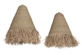 DKD Home Decor Set de 2 Pantallas de Hoja de Palma Hechas a Mano