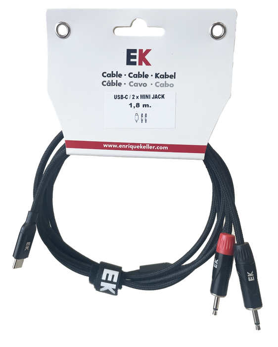 Cable Ek Audio Usb-C Minijack Macho X 2 Mono 1,8 m Cable Ek Audio Usb-C Minijack Macho X 2 Mono 1,8 m
