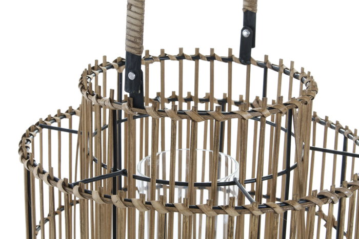 DKD Home Decor Portavela 47 Bambú Metal Natural 30 x 32 x 30 cm