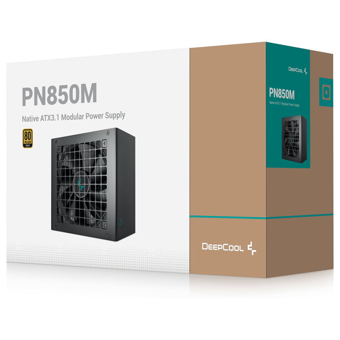 DeepCool PN850-M 850W Fuente de Alimentación ATX 3.1 80 Plus Gold Totalmente Modular, 1x Conector 16-Pin PCIe, 3x Conectores PCIe (6+2 Pin), 8x SATA, Ventilador de 120mm FDB, Negro DeepCool PN850-M 850W Fuente de Alimentación ATX 3.1 80 Plus Gold Totalmente Modular, 1x Conector 16-Pin PCIe, 3x Conectores PCIe (6+2 Pin), 8x SATA, Ventilador de 120mm FDB, Negro