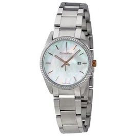 Calvin Klein Reloj de cuarzo K5R33B4G para mujeres con madre blanca de la perla