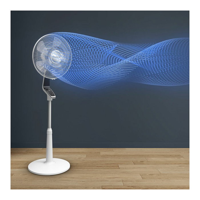 Rowenta VU5690 Stand Fan Turbo Silence Extreme - Ventilador de Piso, Oscilante, 5 Aspas, 40 cm, 35 dB, 3990 m³/h, Blanco y Negro
