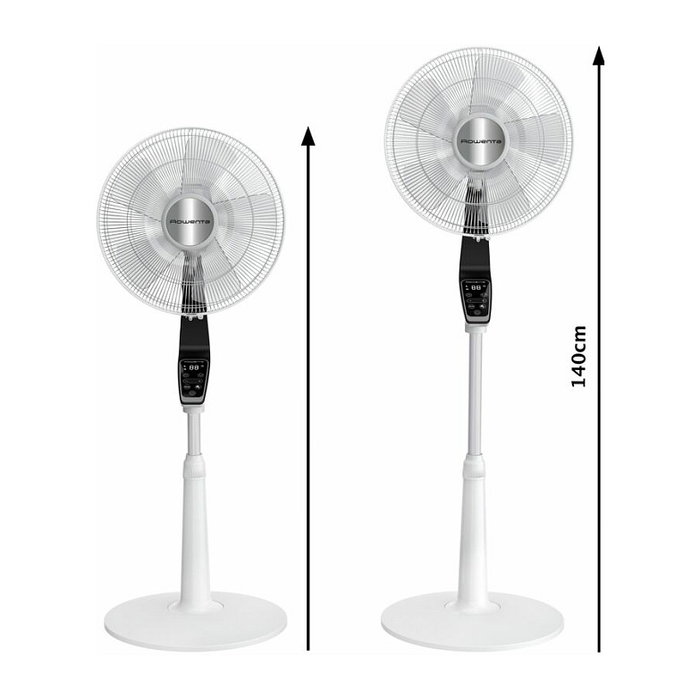 Rowenta VU5690 Stand Fan Turbo Silence Extreme - Ventilador de Piso, Oscilante, 5 Aspas, 40 cm, 35 dB, 3990 m³/h, Blanco y Negro