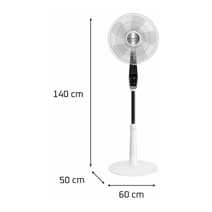 Rowenta VU5690 Stand Fan Turbo Silence Extreme - Ventilador de Piso, Oscilante, 5 Aspas, 40 cm, 35 dB, 3990 m³/h, Blanco y Negro