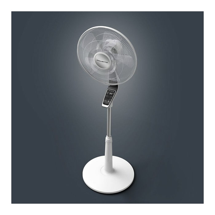 Rowenta VU5690 Stand Fan Turbo Silence Extreme - Ventilador de Piso, Oscilante, 5 Aspas, 40 cm, 35 dB, 3990 m³/h, Blanco y Negro