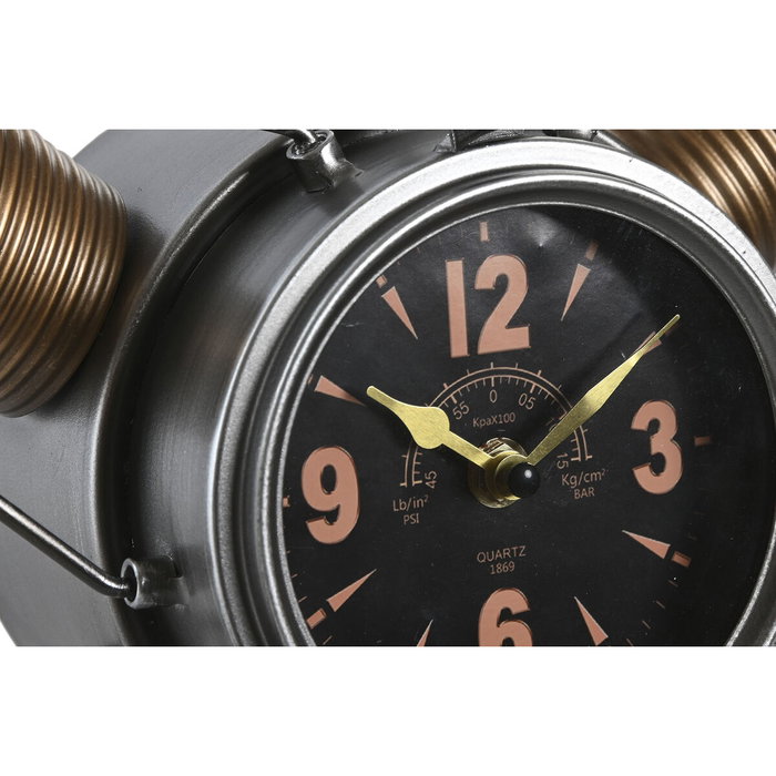 DKD Home Decor Reloj de Pared Bolai avion 25 Vintage Plateado Dorado 63 x 55 x 12 cm