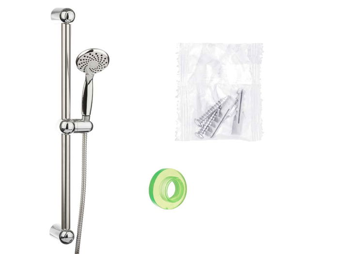 Berilo Soporte Ducha Grande con Manguera 2m, Base Blanca, 9.8x23.5x9.8 cm, 3 Niveles (Set de 6)