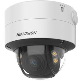 Hikvision Cámara IP Minidomo 4MP ColorVu 2.8-12mm WDR IK10 IP67 Audio Alarma Luz Blanca 40m