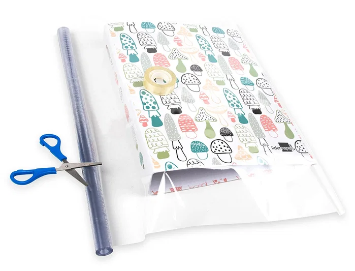 Liderpapel Rollo Plástico para Forrar Libros, Transparente, Alta Resistencia, 70 Micras, 0.70 m x 100 m Liderpapel Rollo Plástico para Forrar Libros, Transparente, Alta Resistencia, 70 Micras, 0.70 m x 100 m