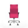 PIQUERAS Y CRESPO Sillón Albacete con mecanismo Sincro, Similpiel Rosa y Base Blanca